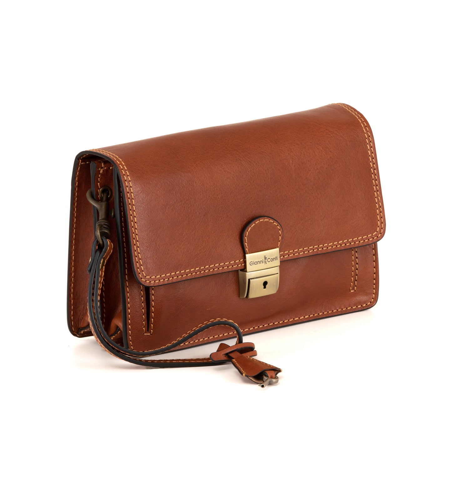 Pochette Donna in Pelle Cognac Classic