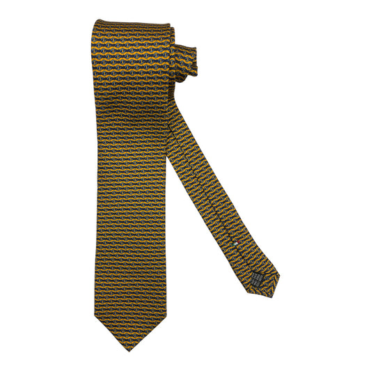 Cravatta seta gialla con nodi e anelli