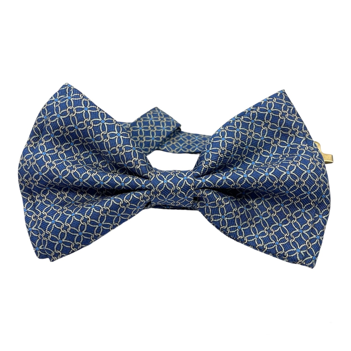 Sartorial bow tie brown silk large light blue flowers