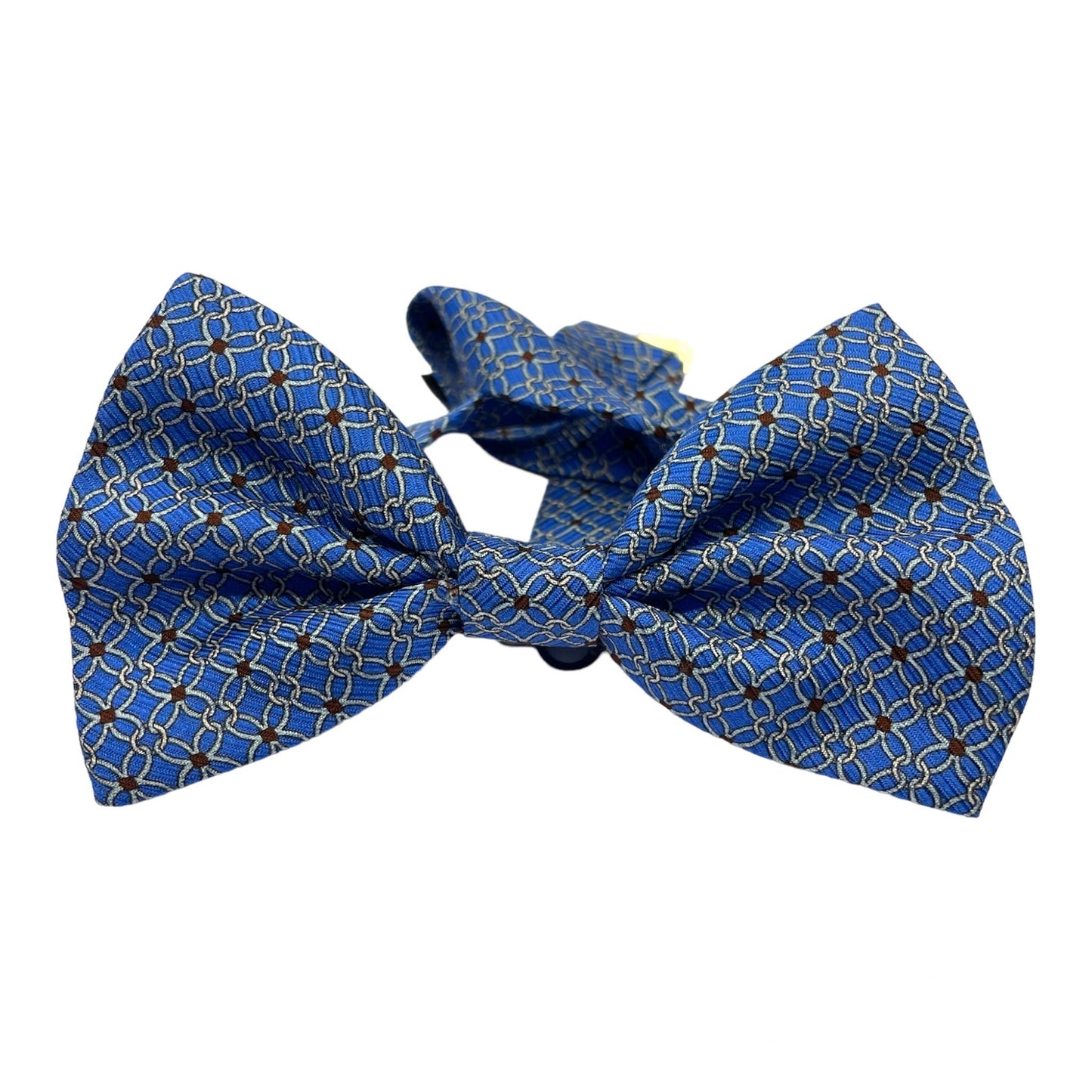 Sartorial bow tie brown silk large light blue flowers