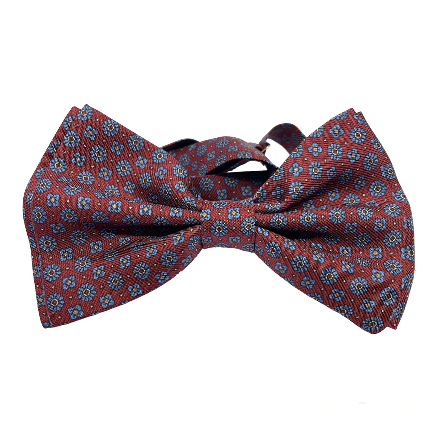 Papillon Sartoriale seta bordeaux con fiori cerulei