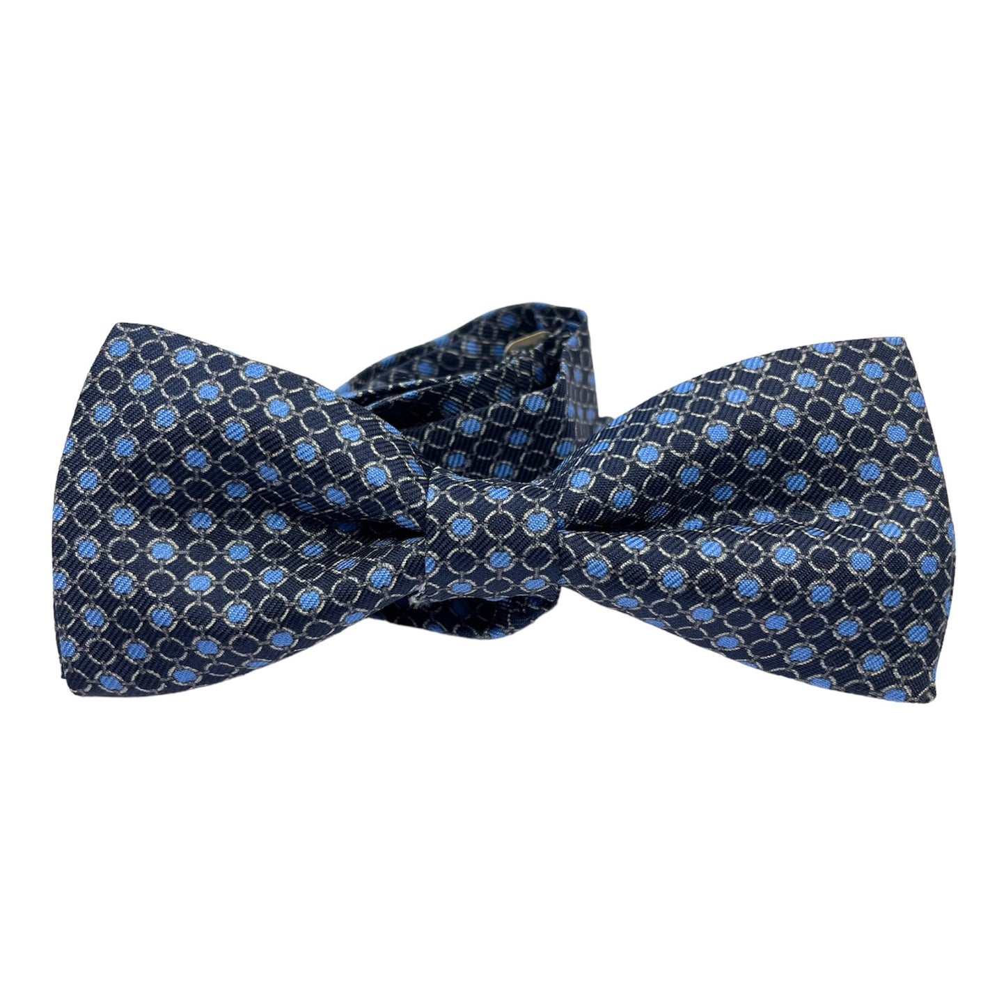 Sartorial bow tie brown silk large light blue flowers