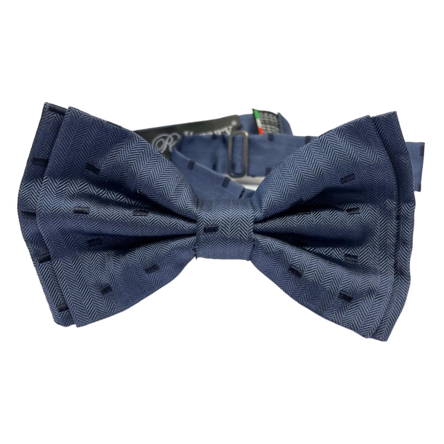 Sartorial bow tie brown silk large light blue flowers