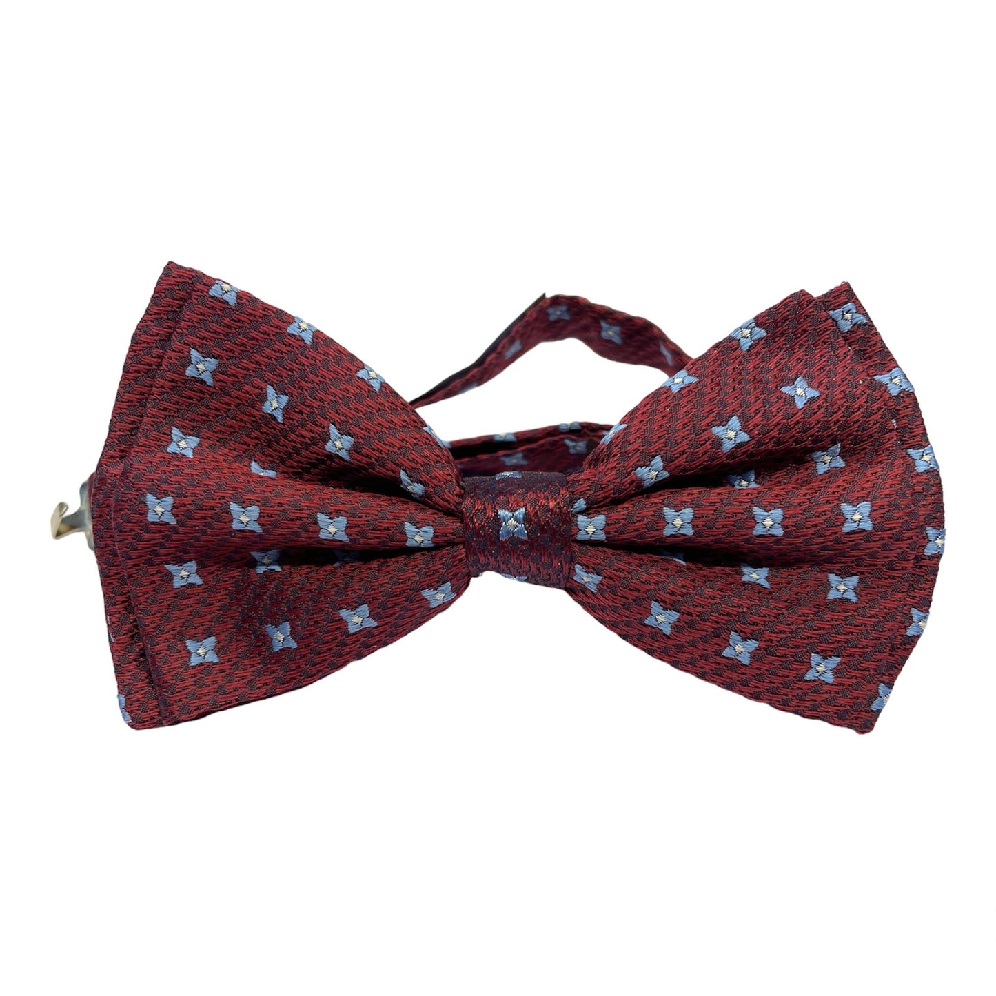 Papillon Sartoriale seta bordeaux con fiori celesti