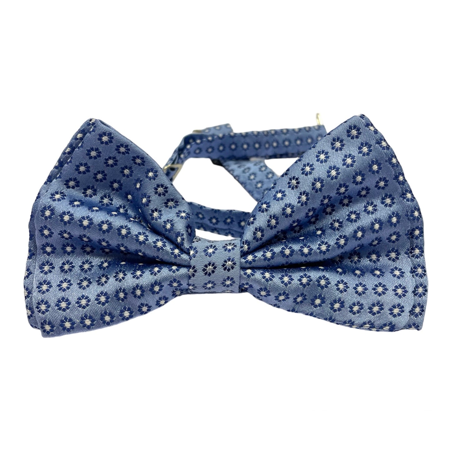 Sartorial bow tie brown silk large light blue flowers