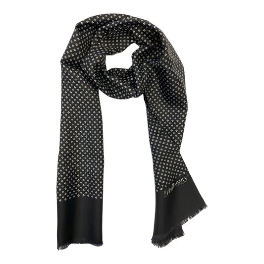 Sciarpa Sartoriale Seta nera con fiorellini bianchi