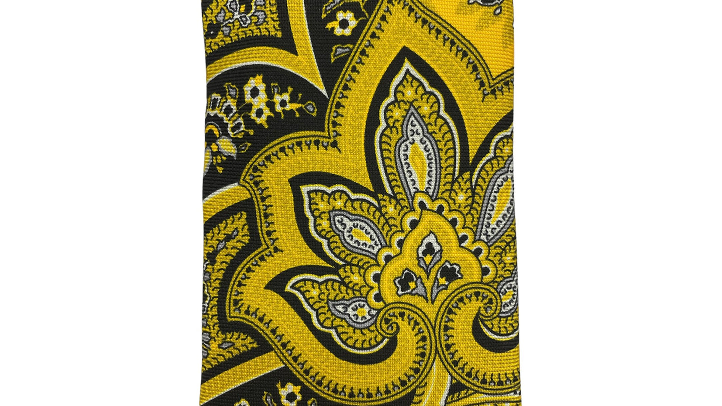 Cravatta seta gialla con paisley