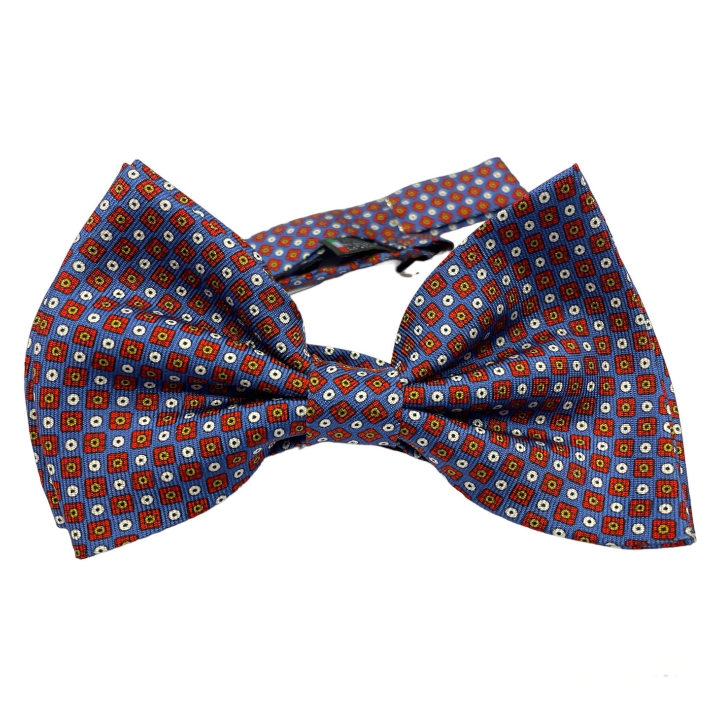 Sartorial bow tie brown silk large light blue flowers