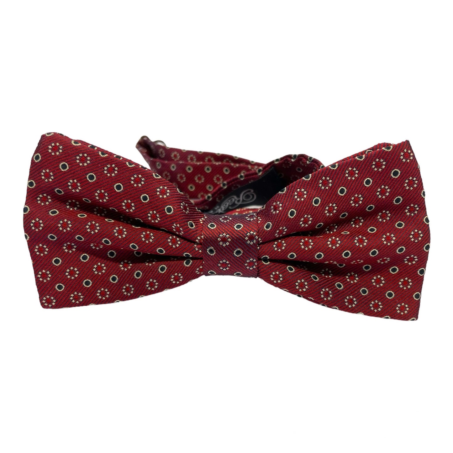 Papillon Sartoriale seta bordeaux con fiori e cerchi