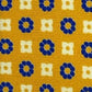 Cravatta seta gialla fiori blu e bianchi
