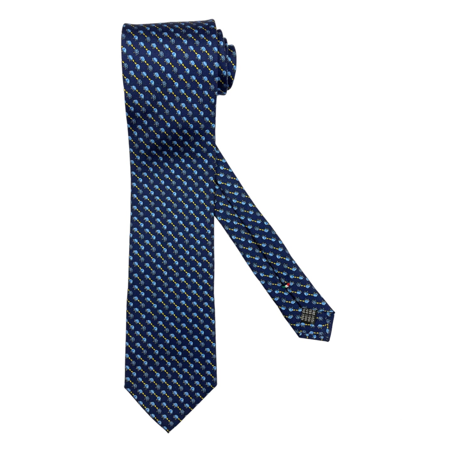 Blue silk tie kissing turtles