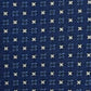 Cravatta seta blu crocette bianche e fiori blu