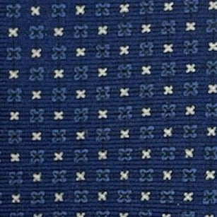 Blue silk tie with white crosses and blue flowers