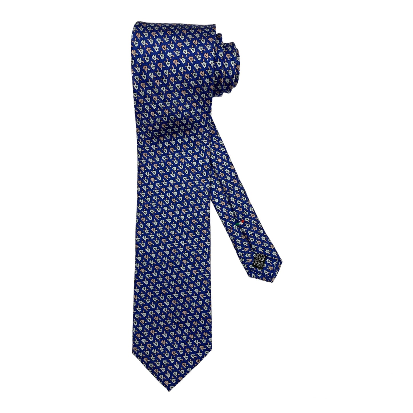 Cravatta seta bluette nuvoletta celeste e beige
