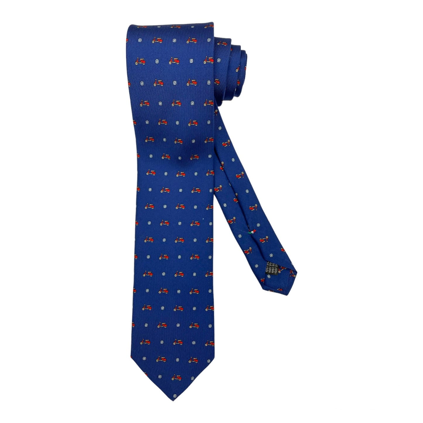 Cornflower blue silk tie vespa red and light blue checks