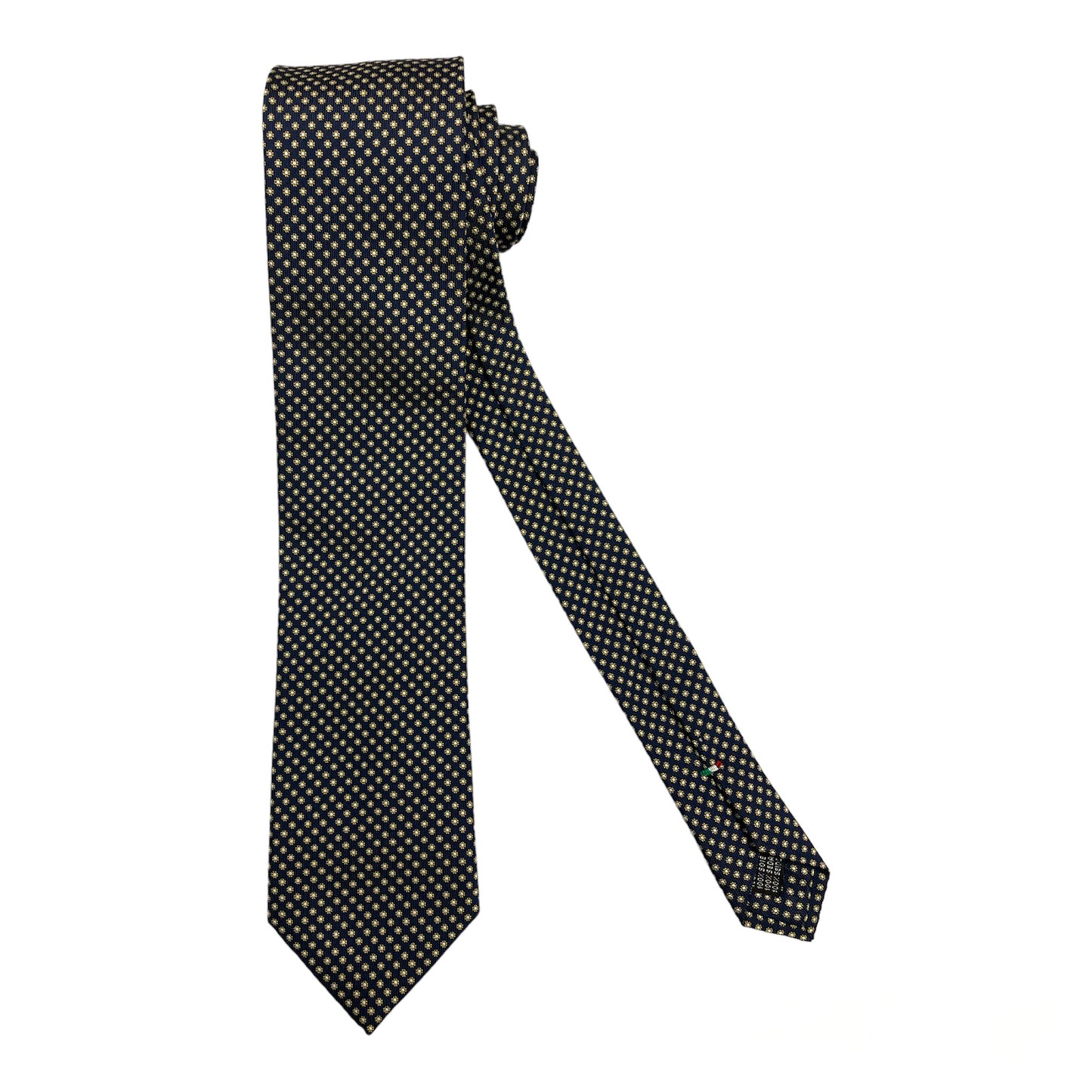 Blue silk tie with yellow flower