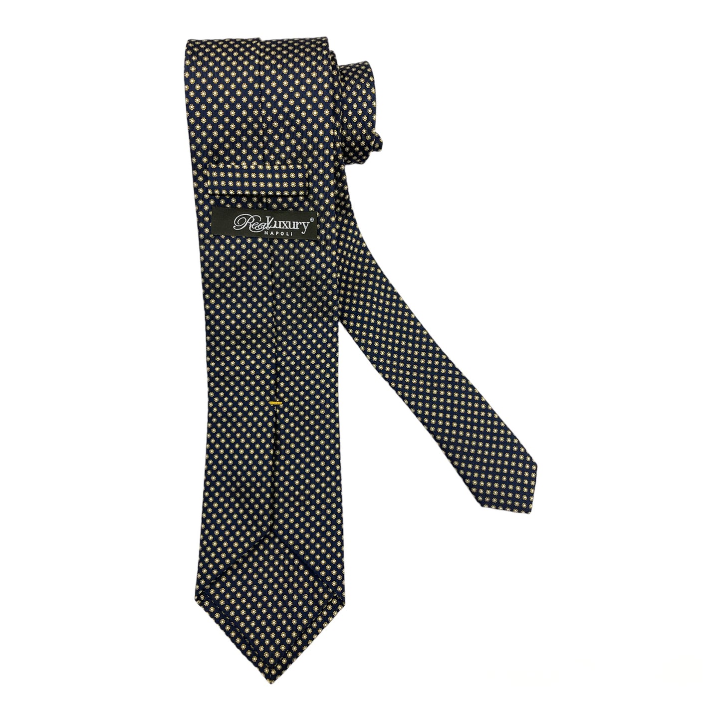 Blue silk tie with yellow flower