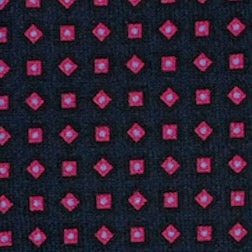 Cravatta seta blu scuro quadretti fuxia