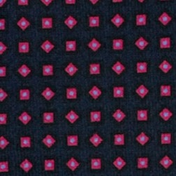 Dark blue silk tie with fuchsia squares