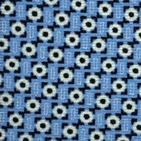 Cravatta seta celeste pois bianco contorni blu