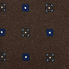 Cravatta seta marrone fiori blu