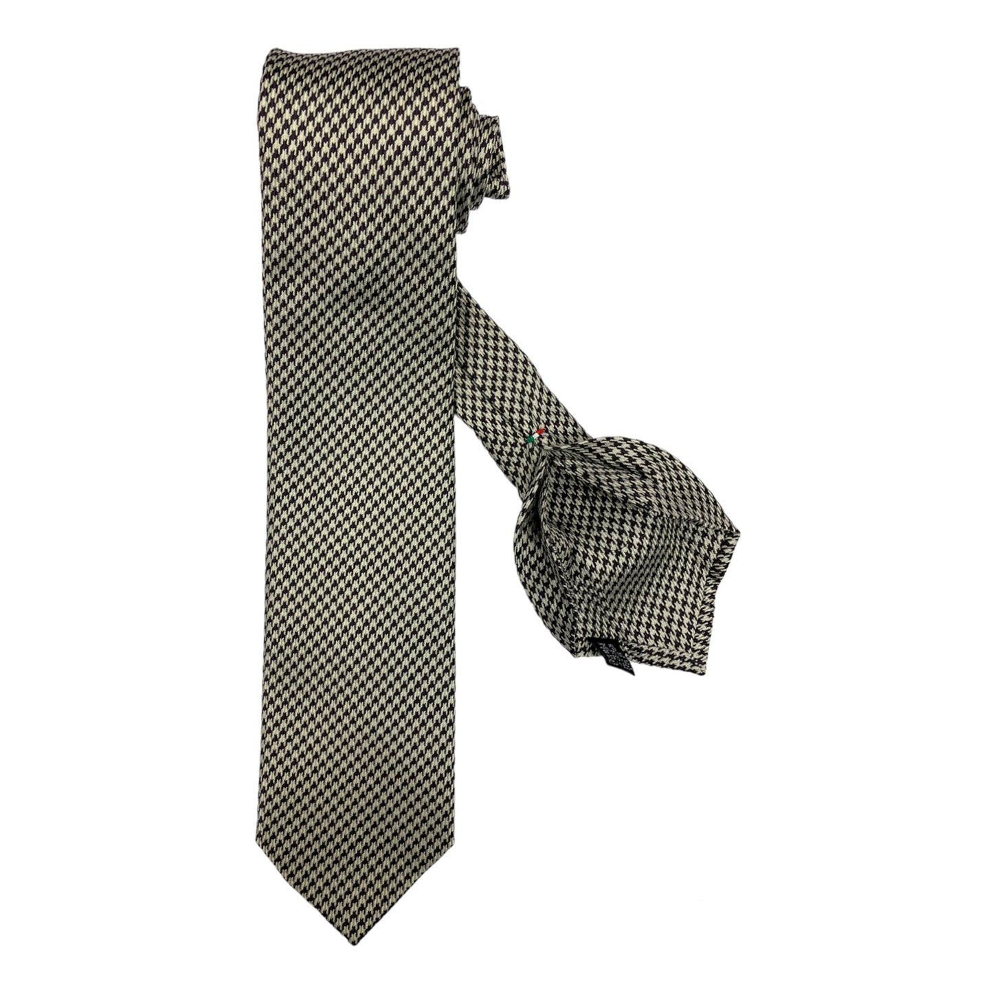 Salt and pepper pied poule silk tie