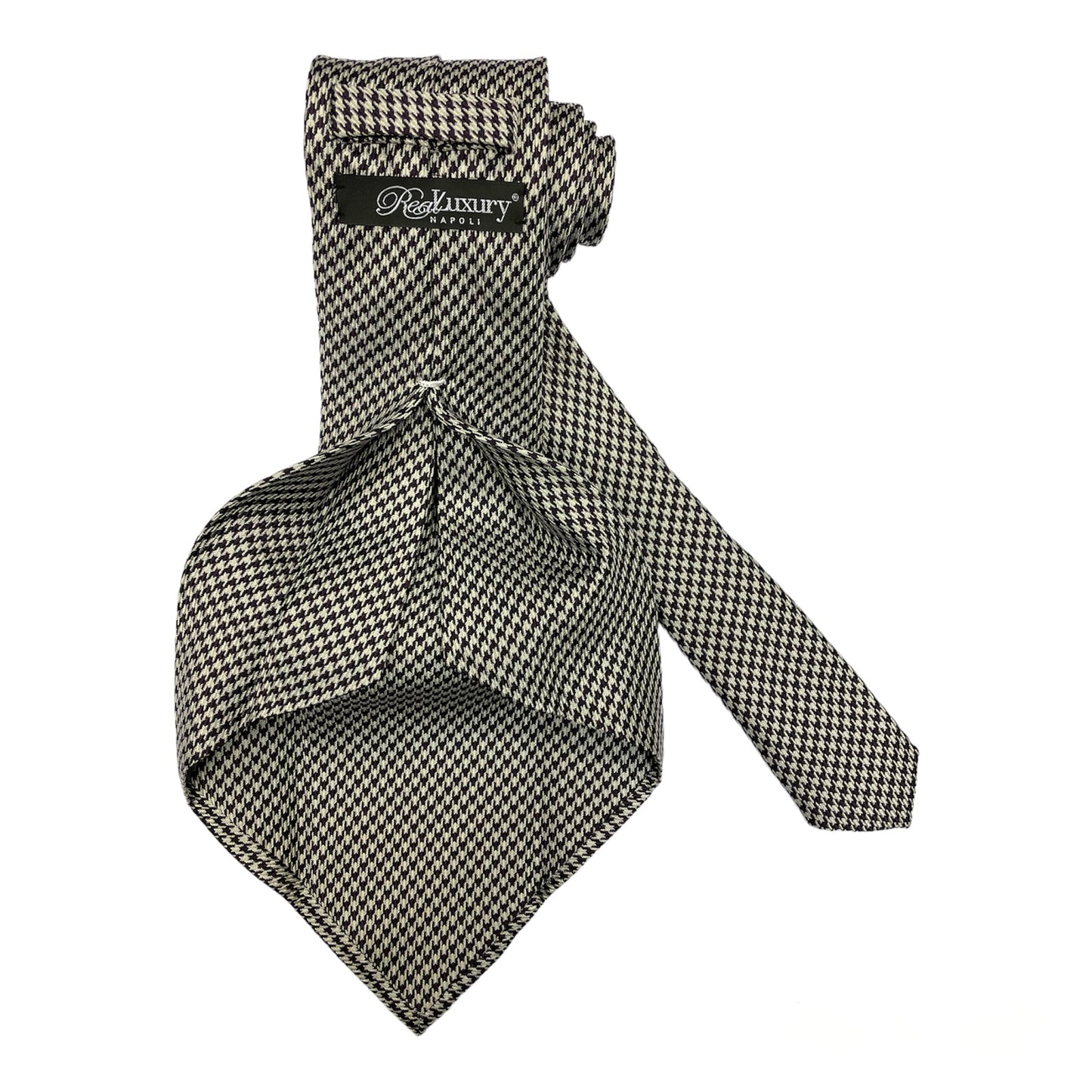 Salt and pepper pied poule silk tie