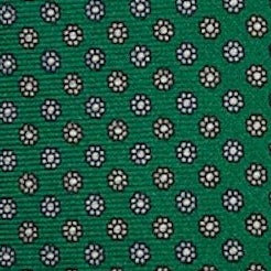 Green silk tie with light flowers