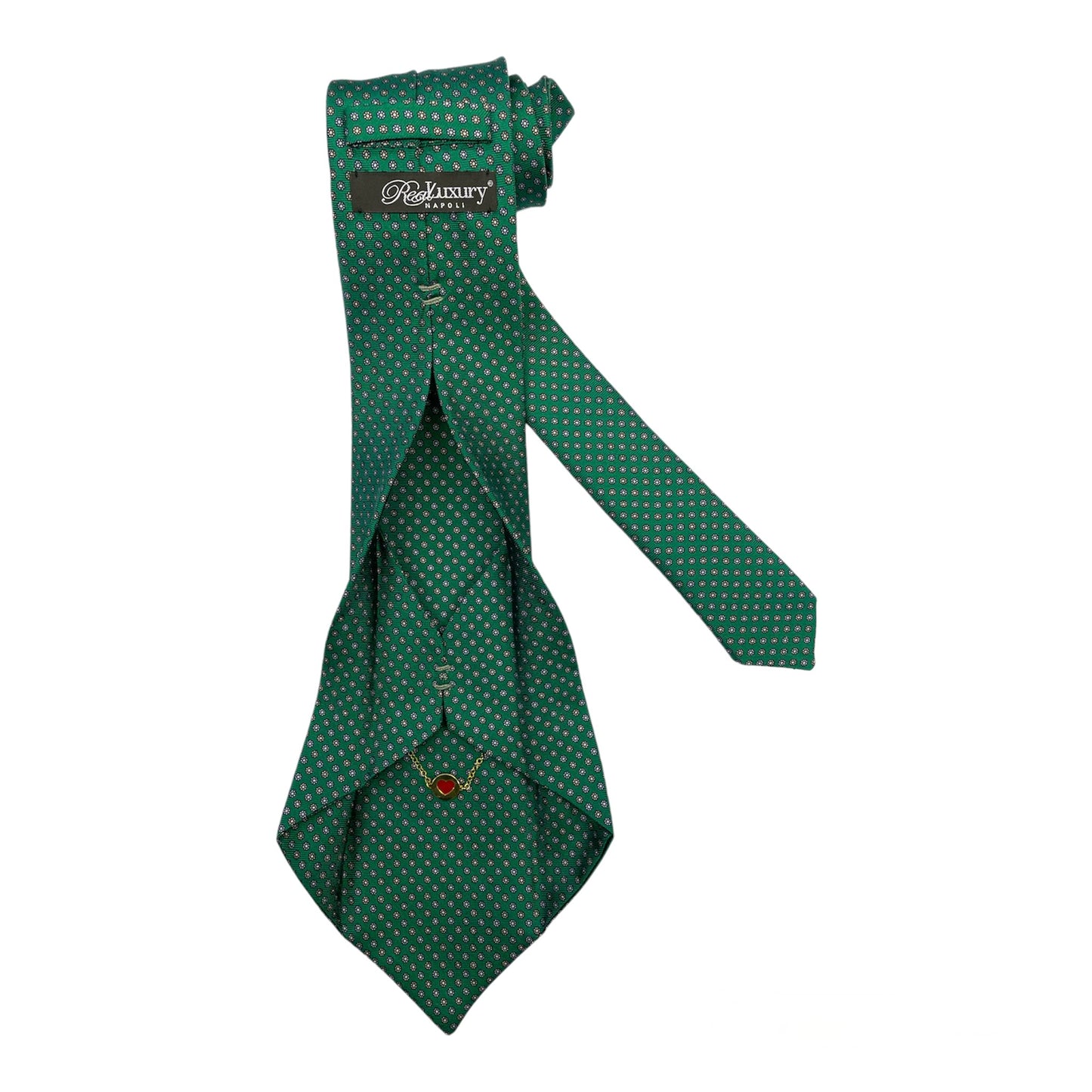 Green silk tie with light flowers