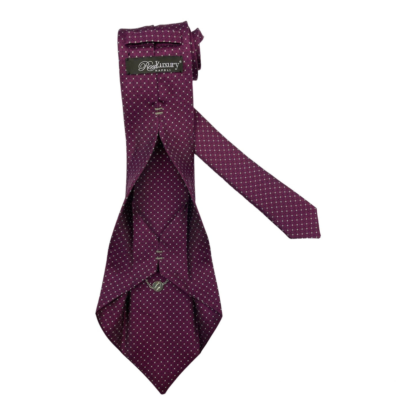 Wine silk tie with white crosses