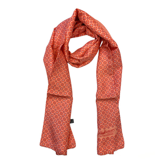 Sciarpa Sartoriale Seta arancio quadri e fiori
