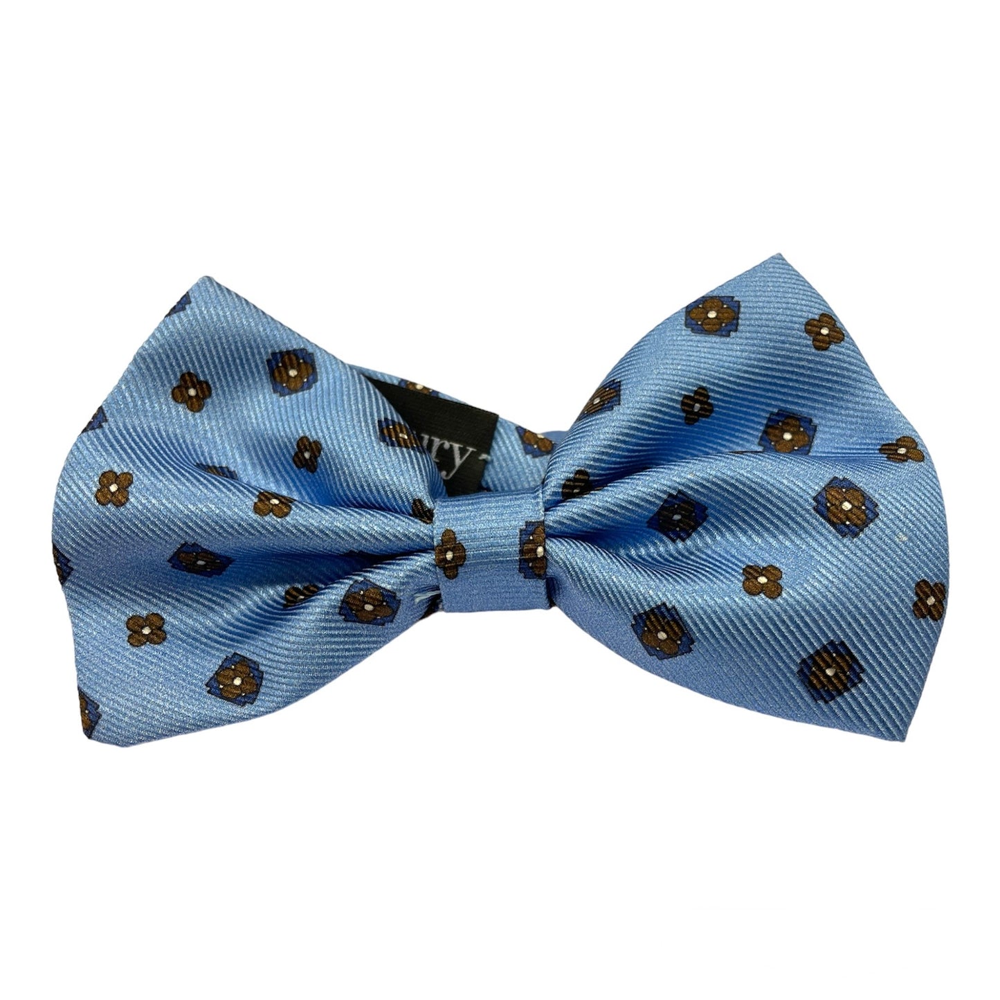 Sartorial bow tie brown silk large light blue flowers