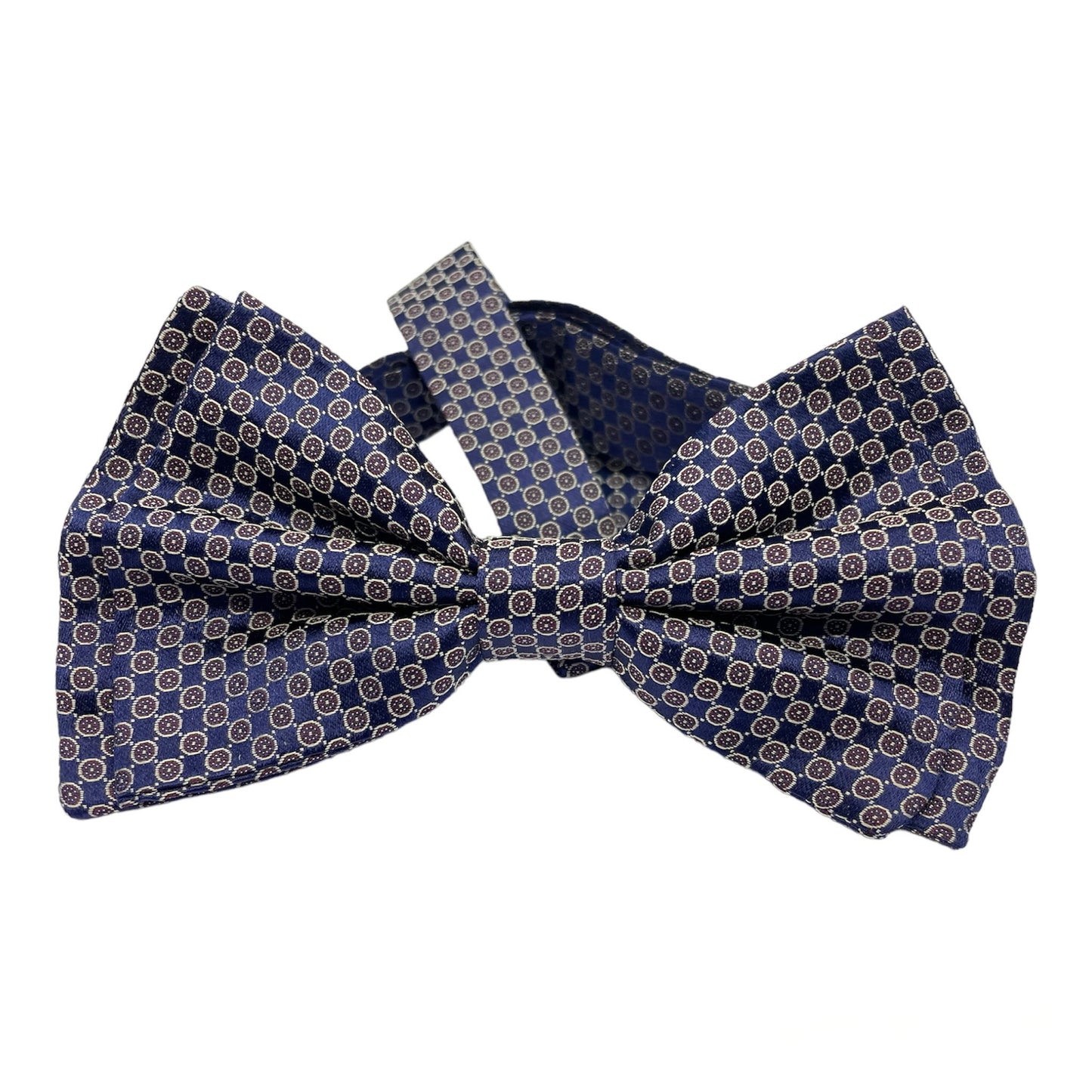 Sartorial bow tie brown silk large light blue flowers