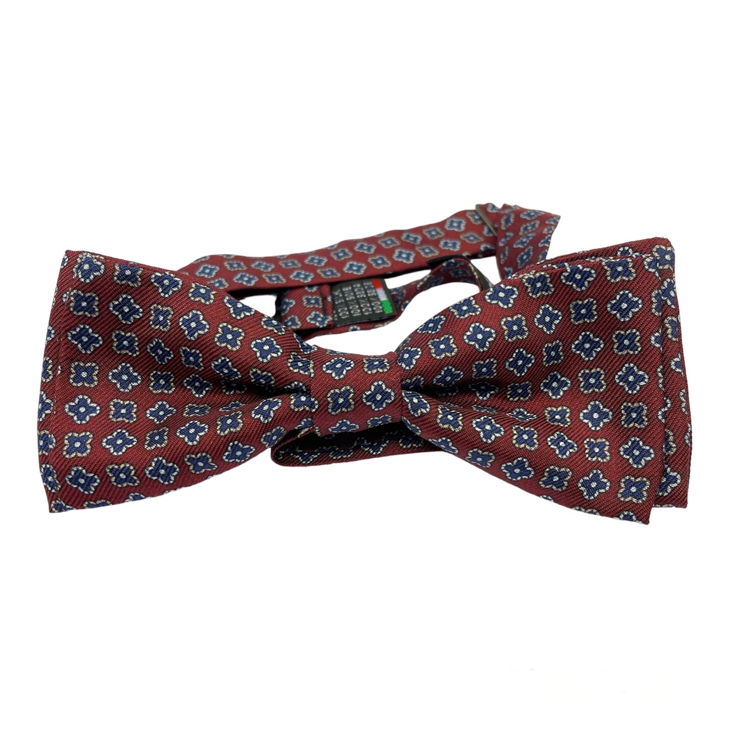 Papillon Sartoriale seta bordeaux con fiori blu