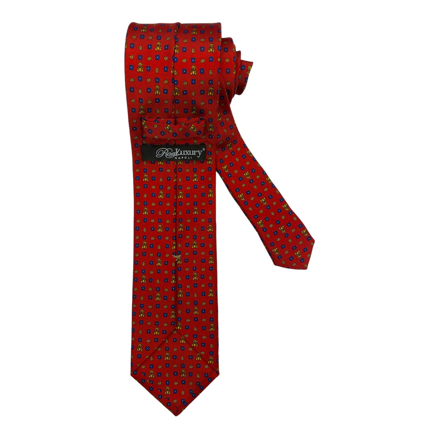 Cravatta seta rossa con orsacchiotti