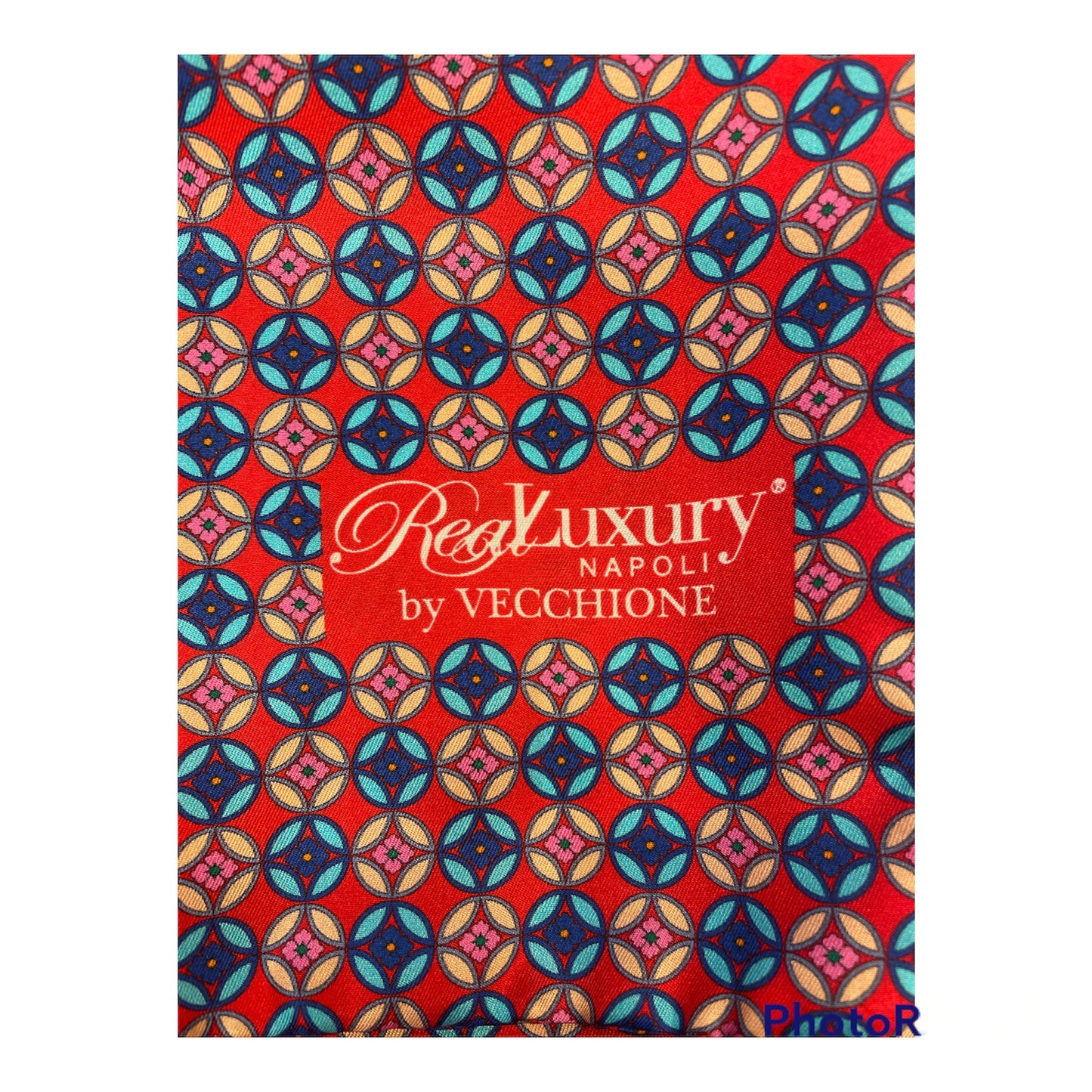 Sartorial Scarf Red silk geometric pattern