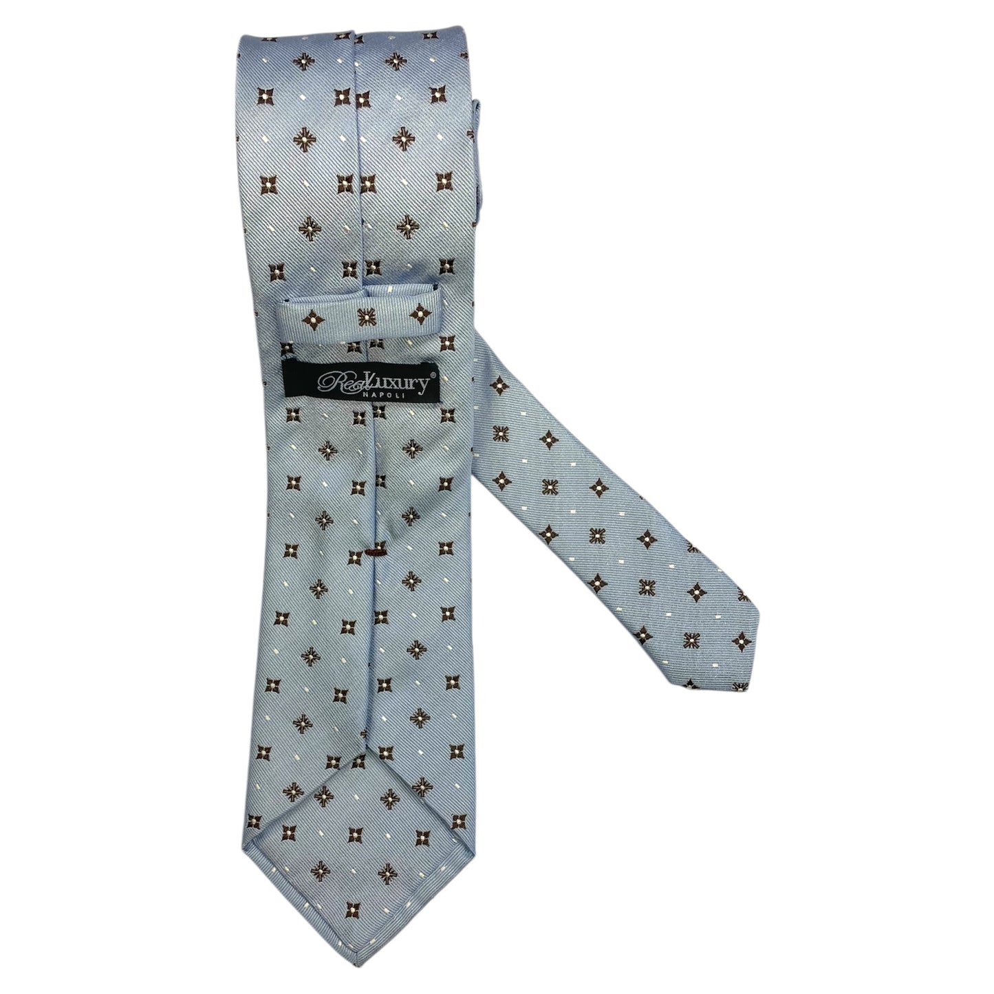 Cravatta seta celeste con fantasia geometrica