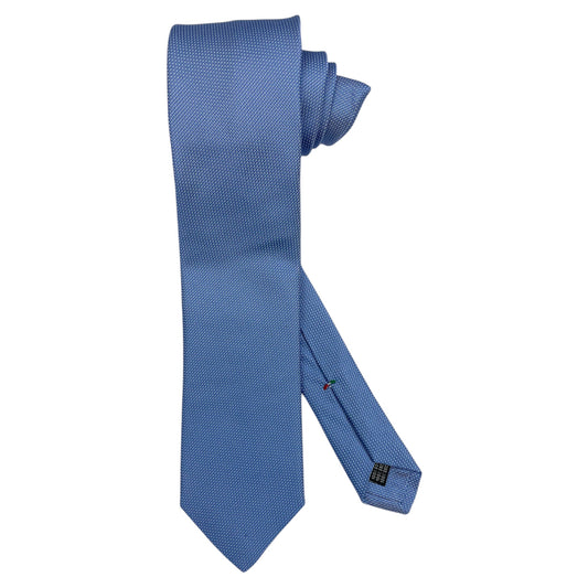 Cravatta seta Azzurra con microintreccio