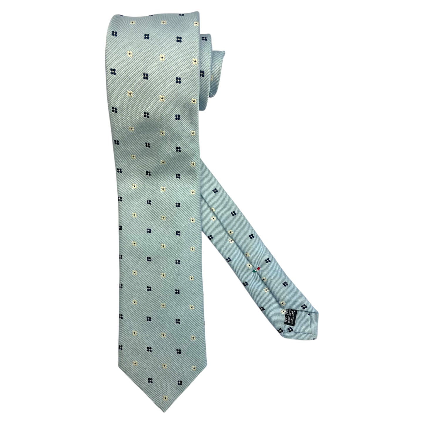 Cravatta seta Azzurra con microfantasia blu e bianca