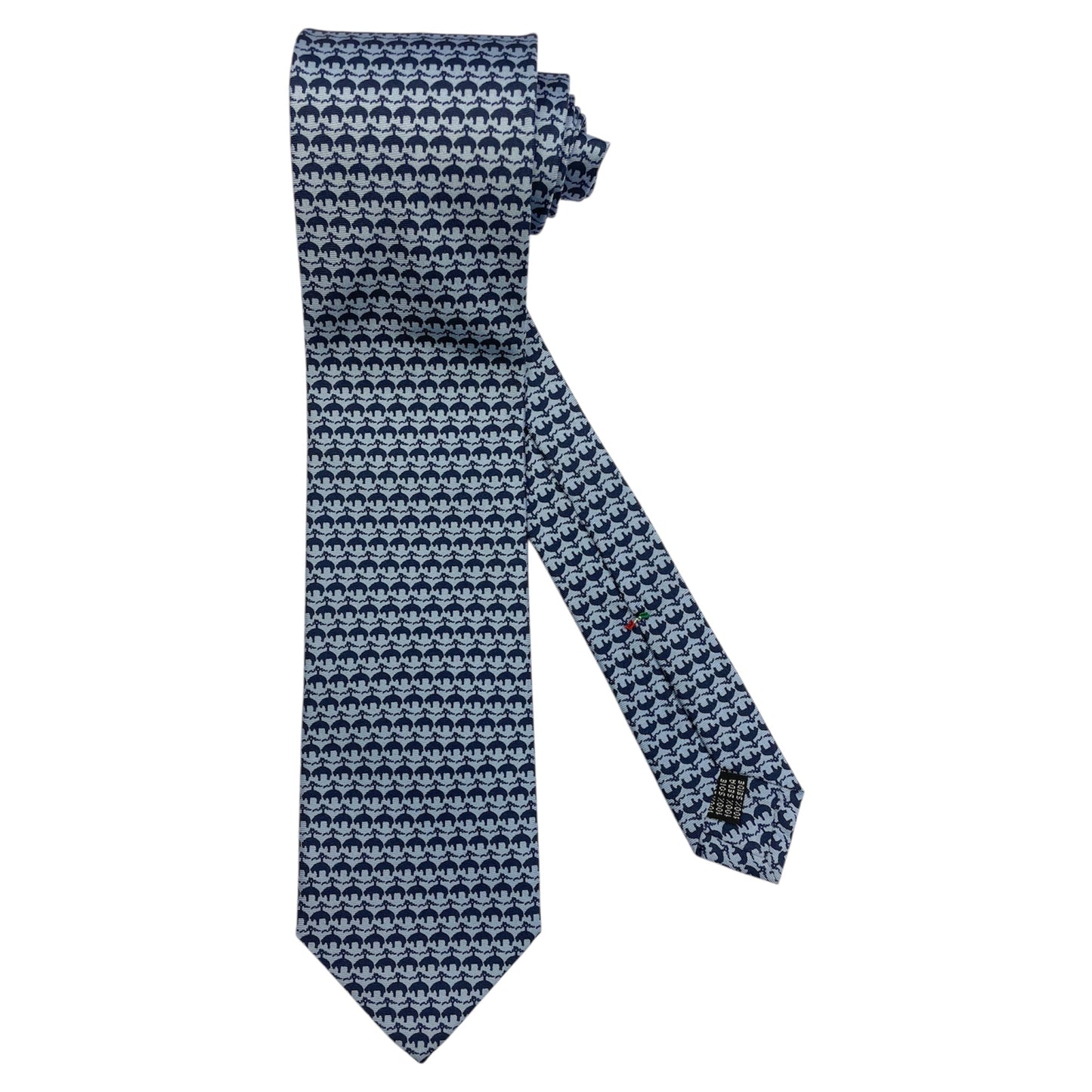 Cravatta in seta azzurra con microfantasia Pig