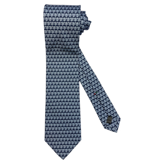 Cravatta in seta azzurra con microfantasia Pig