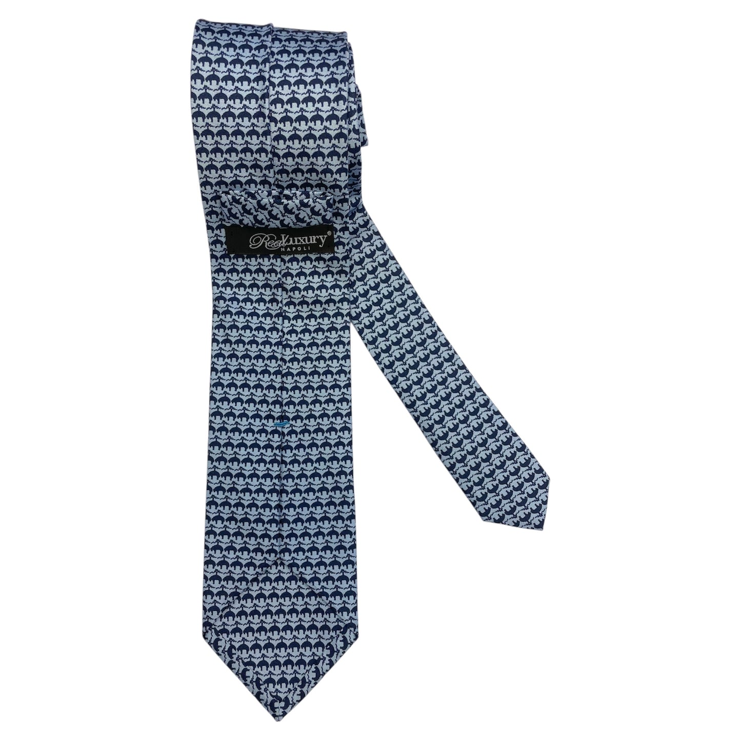 Cravatta in seta azzurra con microfantasia Pig