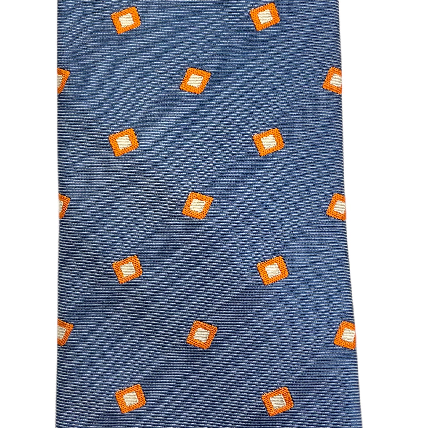 Light blue silk tie with blue flowers and red circles