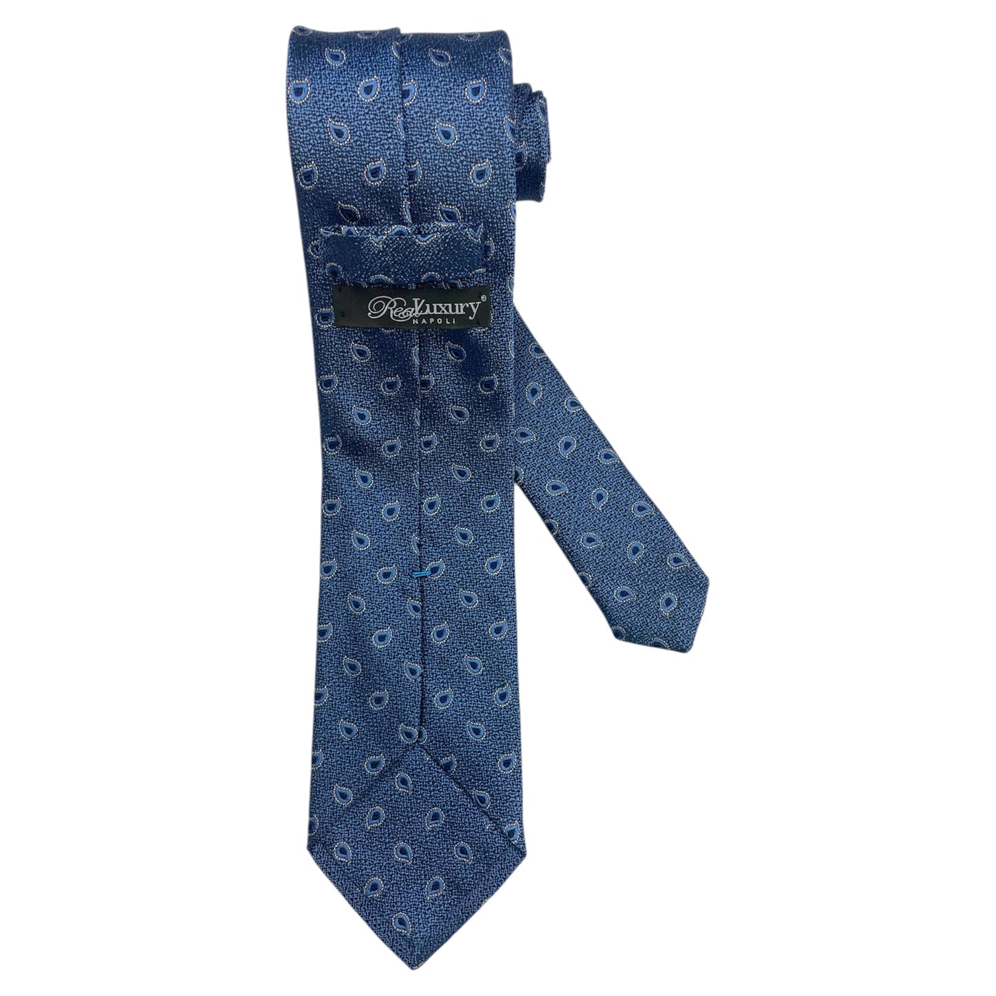 Cravatta Uomo in Seta Blu con Motivo Paisley