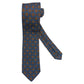 Light blue silk tie with blue flowers and red circles