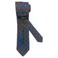 Light blue silk tie with blue flowers and red circles