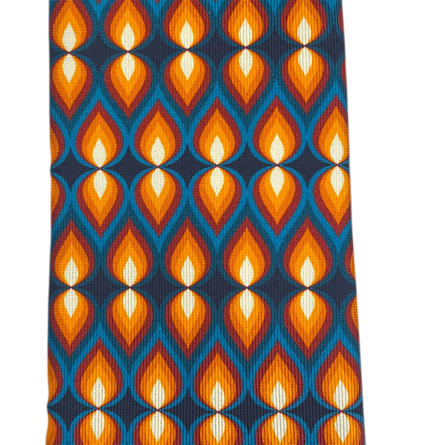 Light blue silk tie with blue flowers and red circles