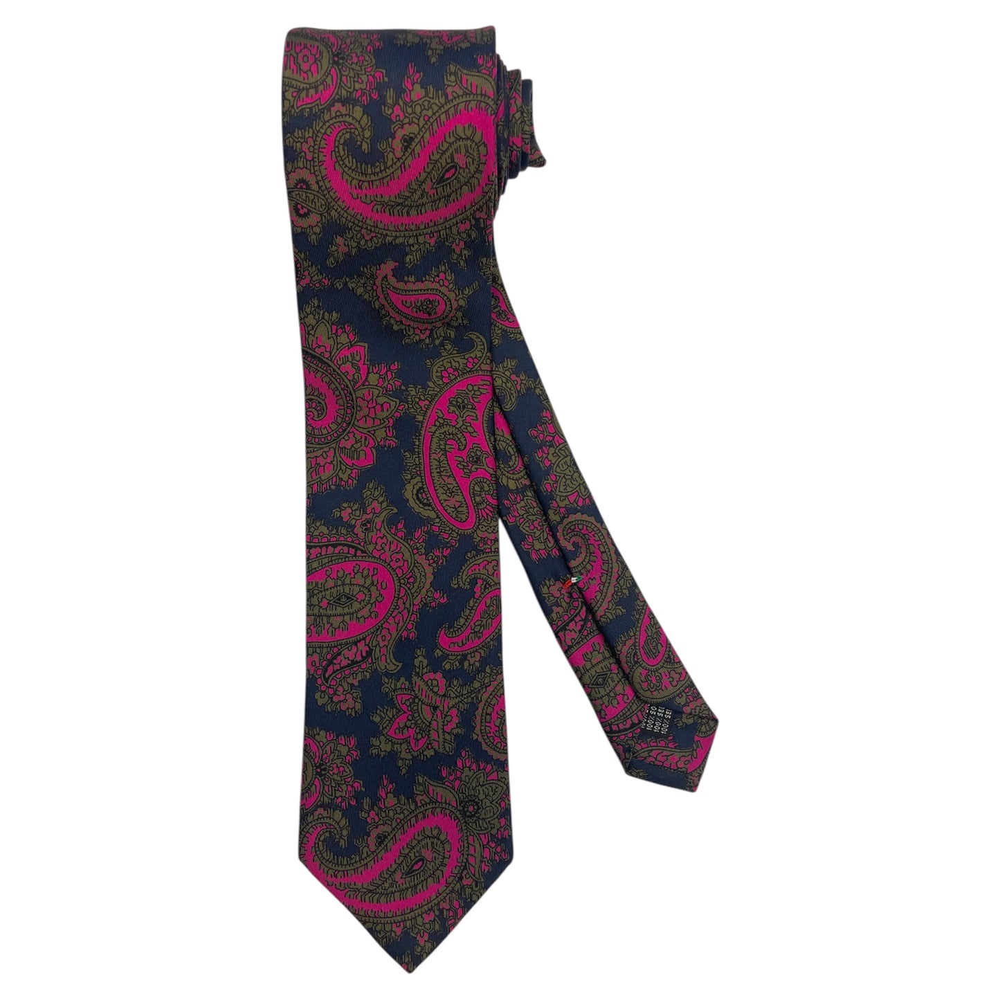Light blue silk tie with blue flowers and red circles