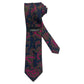 Light blue silk tie with blue flowers and red circles