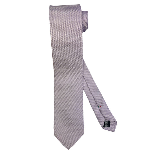 Light blue silk tie with blue flowers and red circles